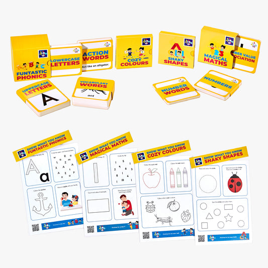 Nursery Educational Flash card and Worksheet Combo Set for Kids 3-4 Years