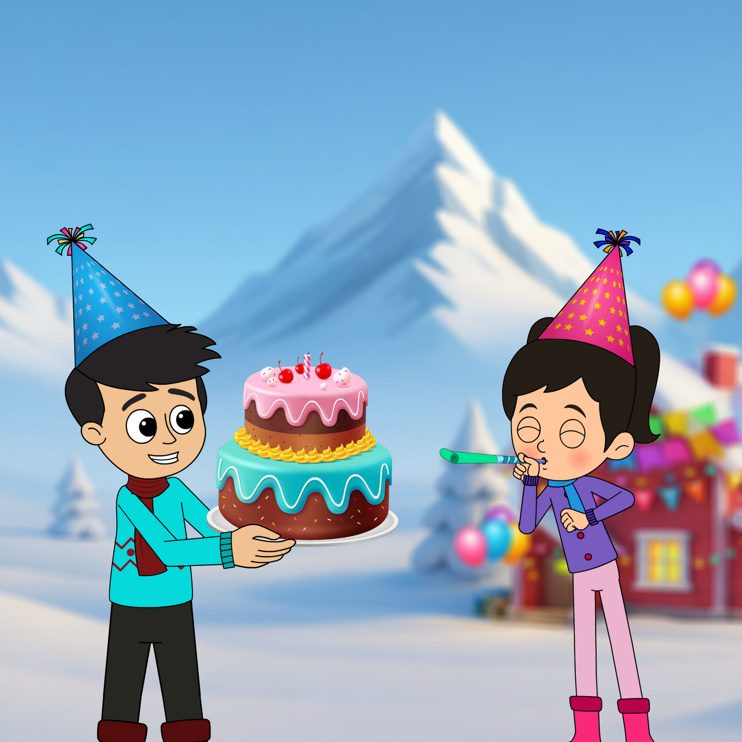 Custom Video Birthday Greeting - Snow Mountain (Digital Product)