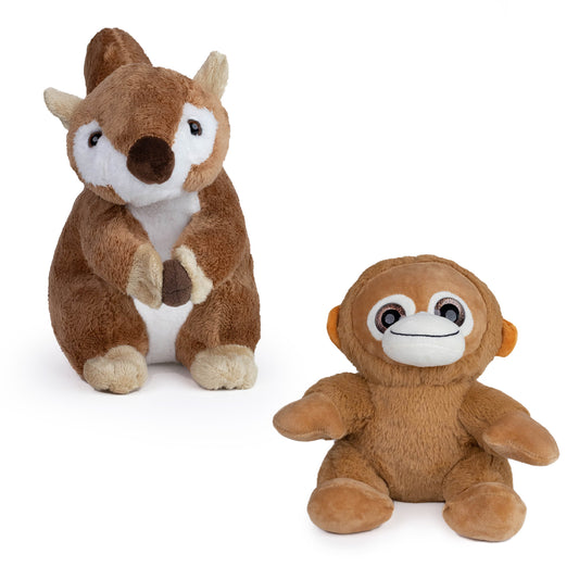 Combo Plush Squirrel & Monkey Dog Soft Toy