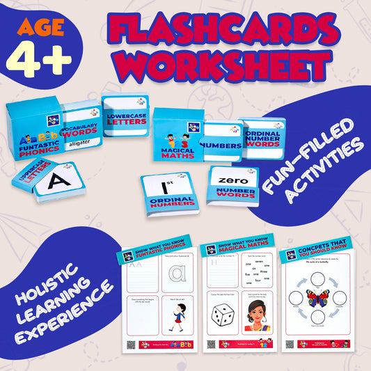 Junior Educational Flash card and Worksheet Combo Set for Kids 4-5 Years