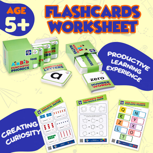 Senior Educational Flash card and Worksheet Combo Set for Kids 5-6 Years