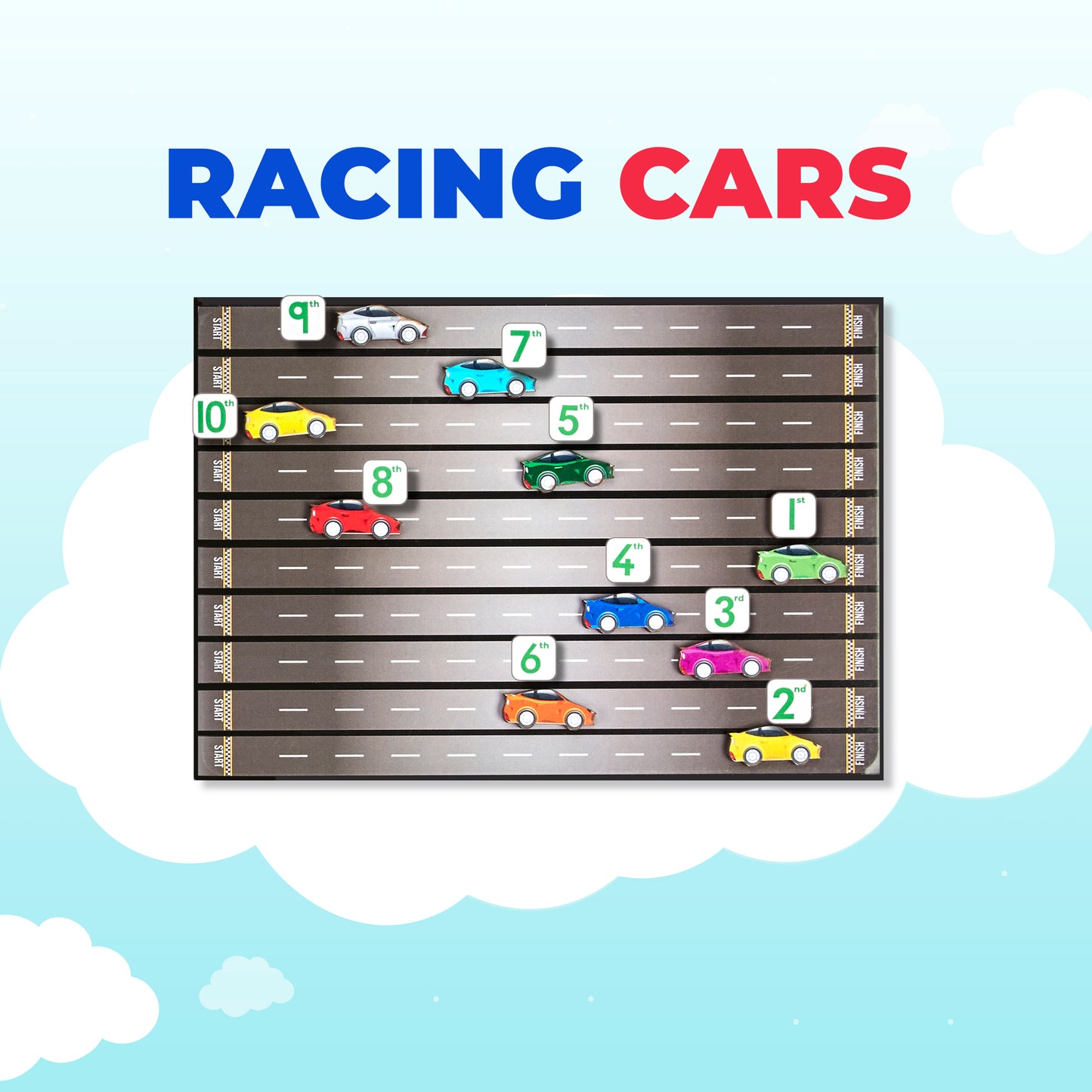 Racing Cars Ordinal Number Magnetic Game