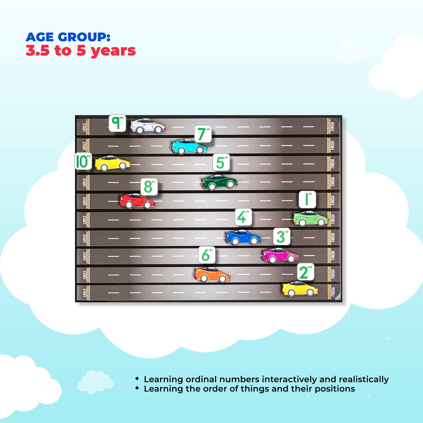 Racing Cars Ordinal Number Magnetic Game
