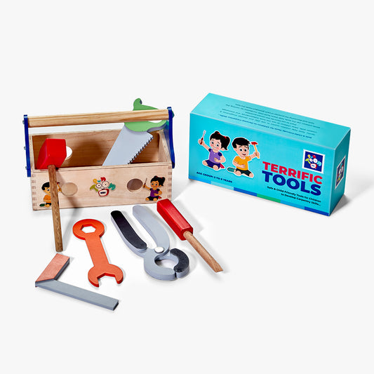PunToon Kids Wooden Tool Kit for kids | Pretend play Construction Tools Kit Toys for kids | Kids Carpenter set for 3+ Years