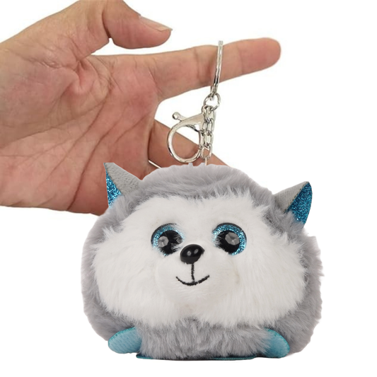 Fluffy Mini Soft Toy Husky Keychain