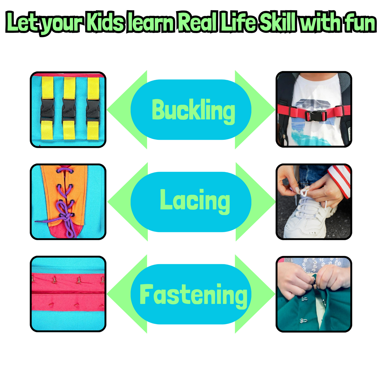 Basic Life Motor Skills Development Buckling and Lacing Toy for Kids