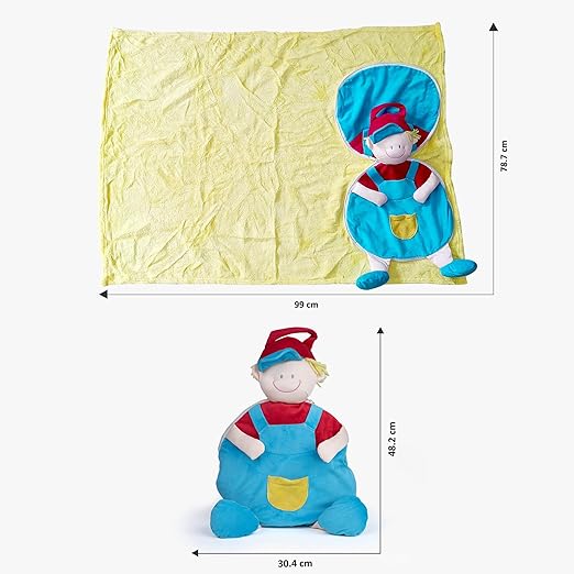 PunToon Kids 2-in-1 Stow-n-Throw Cuddle Blanket Soft doll for kids/boys