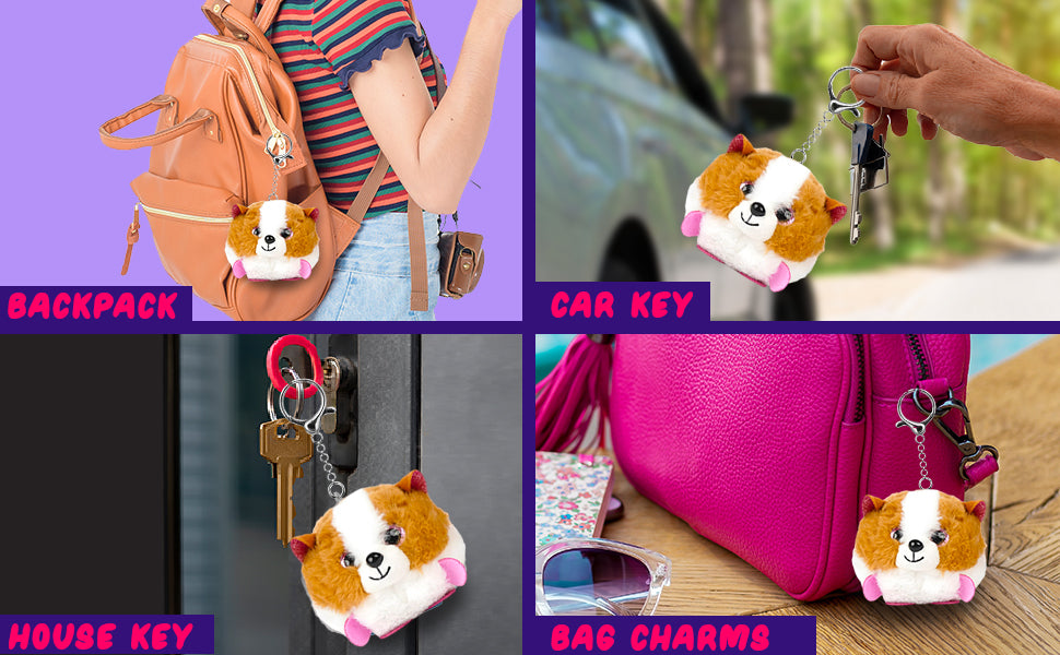 Fluffy Hamster Bag Charm Soft Toy Keychain