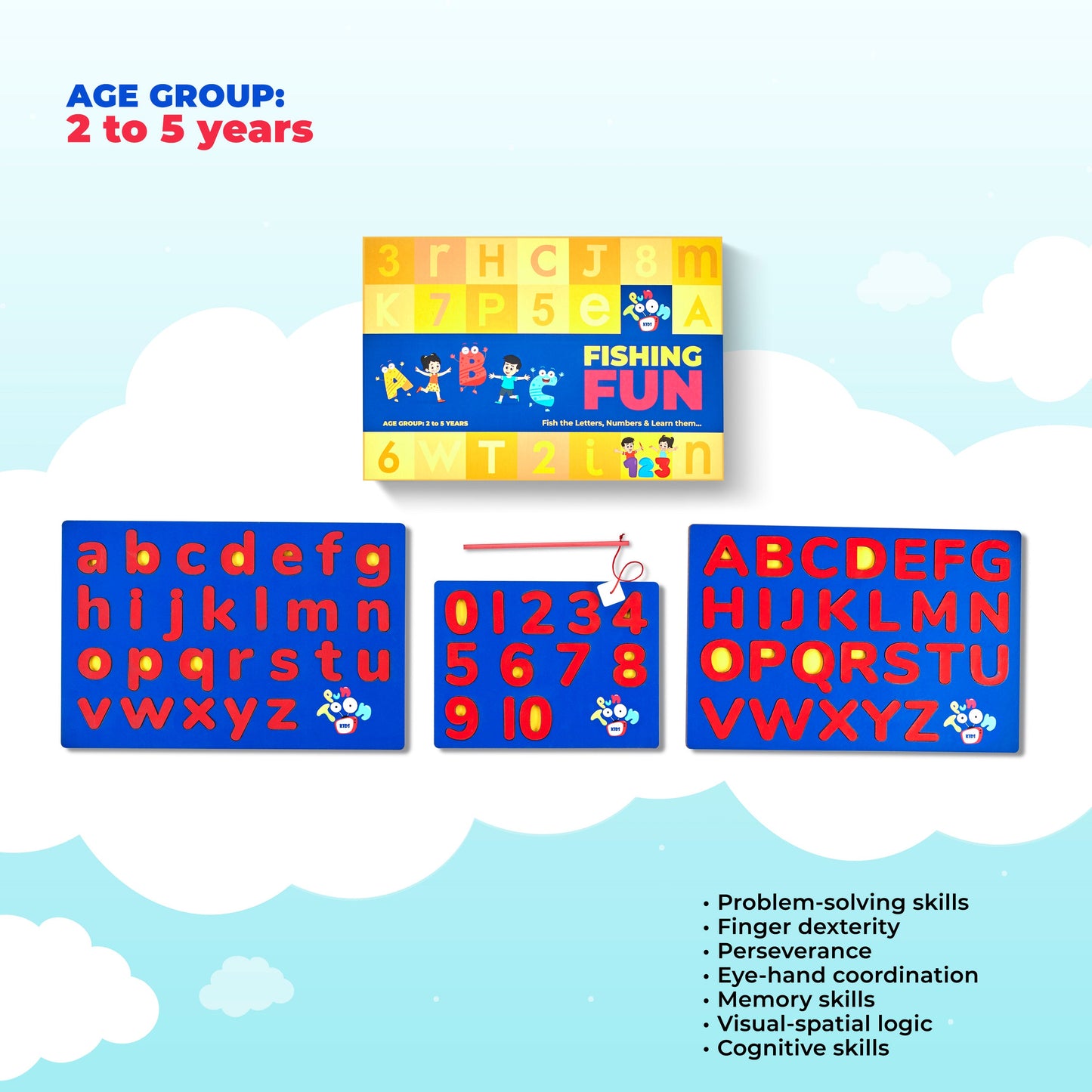 Wooden Magnetic Alphanumeric Fishing Game For Kids