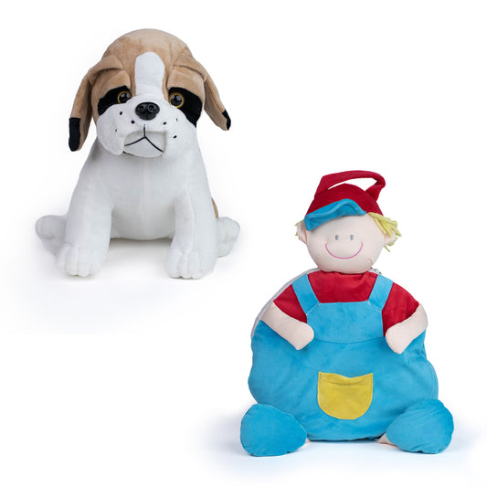 Combo Plush Bull Dog & Banklet Boy Soft Toy