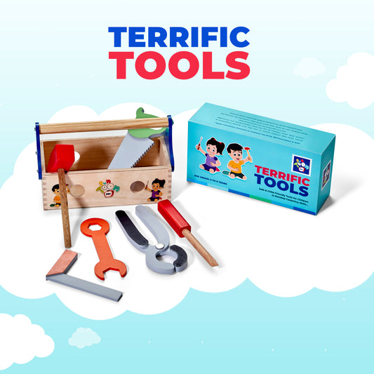 PunToon Kids Wooden Tool Kit for kids | Pretend play Construction Tools Kit Toys for kids | Kids Carpenter set for 3+ Years