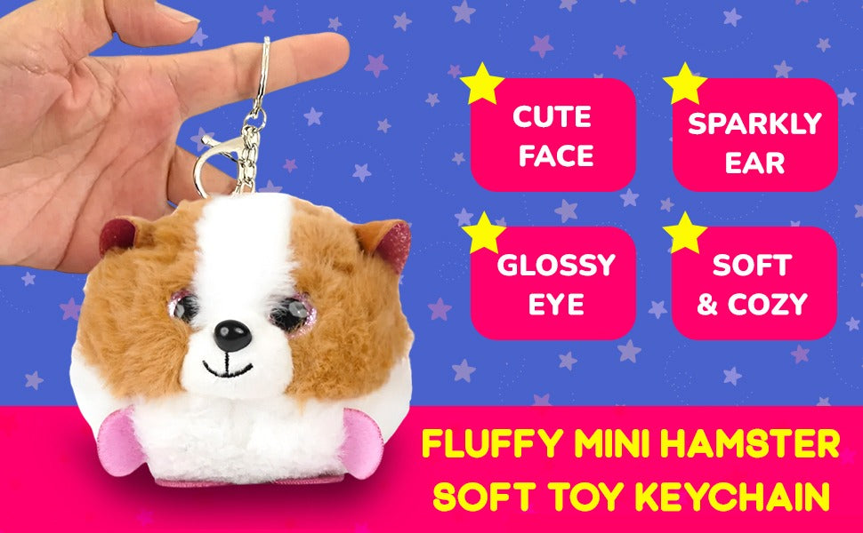 Fluffy Hamster Bag Charm Soft Toy Keychain