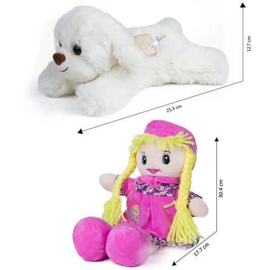 Combo Plush Cute Dog & Rag Doll Soft Toy