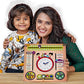 7 in 1 Wooden Calendar Toy Clock with Sliders Board Game