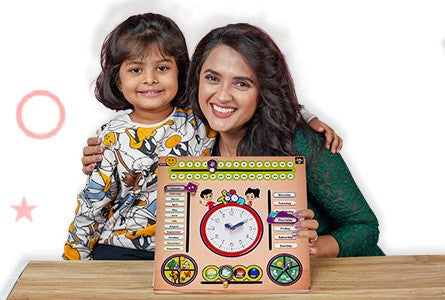 7 in 1 Wooden Calendar Toy Clock with Sliders Board Game